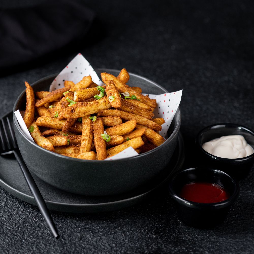 Fries and dipping sauce trio